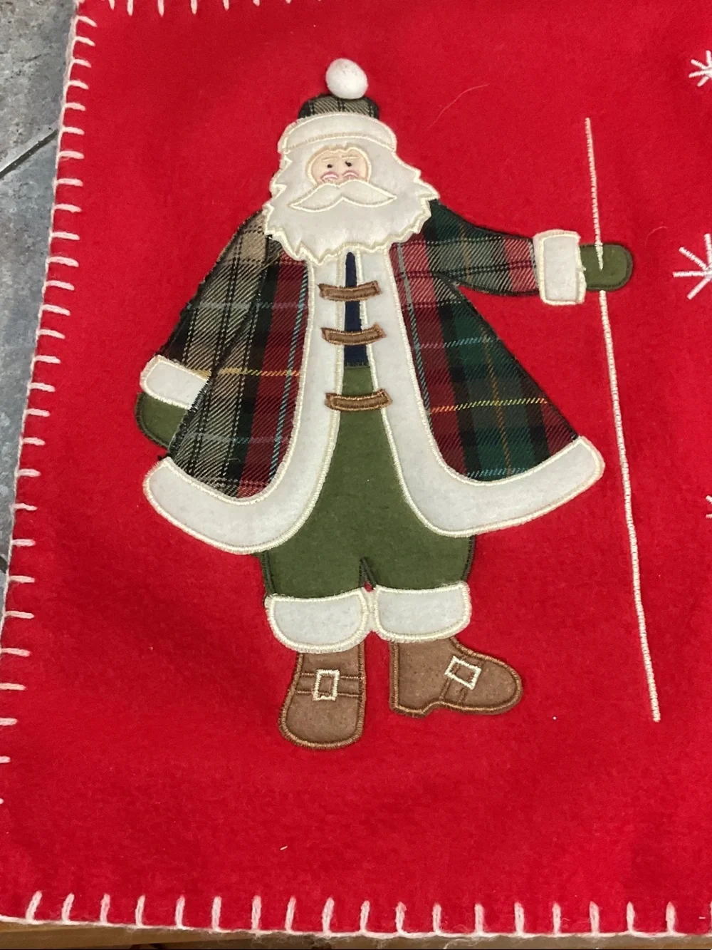 Red Santa Holiday placemats with Plaid Coat set of 4